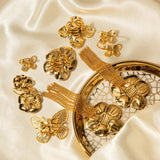 Stainless Steel 18K Butterfly Series Dubai Plated Jewelry Set For Women