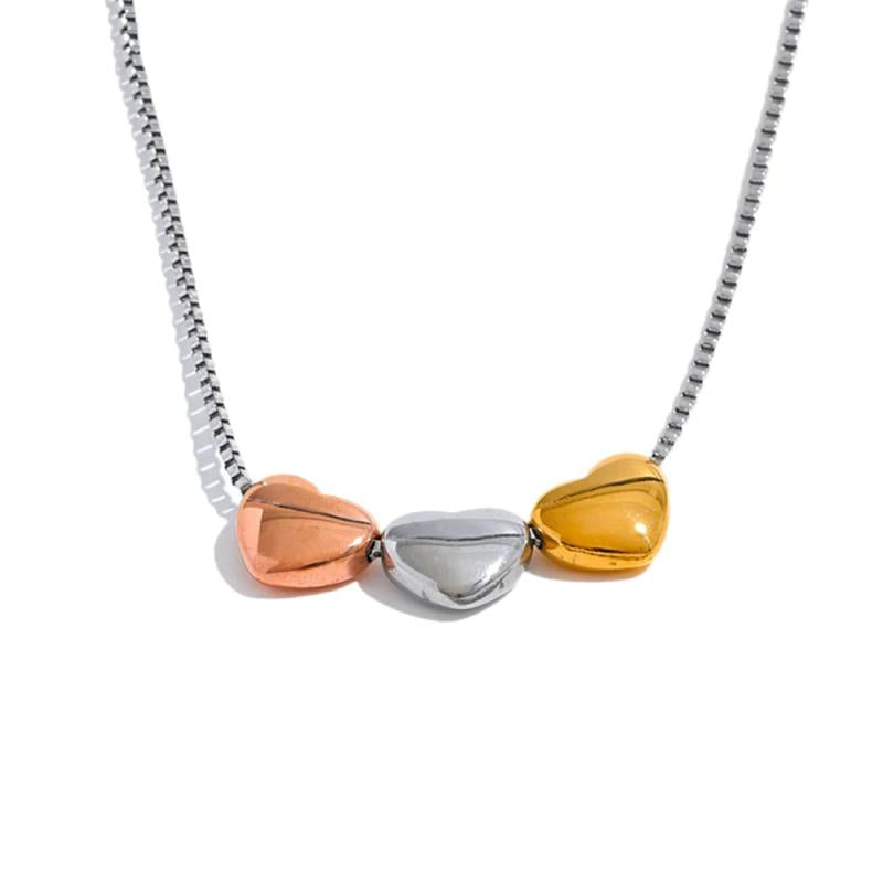 Heart Love Pendant Stainless Steel Necklace Set Girlfriend Gift