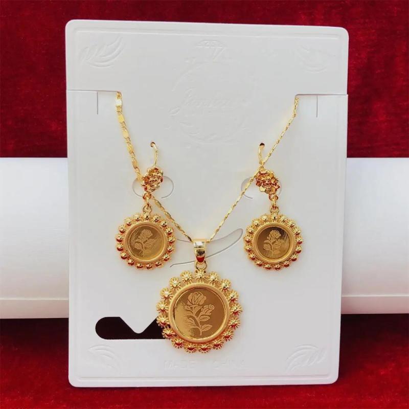 Dubai Indian Bridal Jewelry Set Necklace & Earrings African Wedding Choker