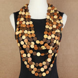 Wooden Chips African Necklace For Women Party Wedding Dress