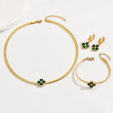 Leaf Floral Square Jewelry Set Copper Zircon For Woman