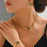 Leaf Floral Square Jewelry Set Copper Zircon For Woman