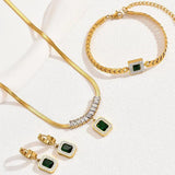 Leaf Floral Square Jewelry Set Copper Zircon For Woman