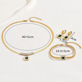 Leaf Floral Square Jewelry Set Copper Zircon For Woman