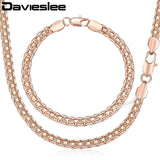 Rose Gold Jewelry Set for Women 585 Bismark Link Chain Gift 5mm