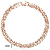 Rose Gold Jewelry Set for Women 585 Bismark Link Chain Gift 5mm