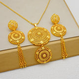 Big Round Pendant Earrings Set for Women Wedding Party