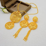 Big Round Pendant Earrings Set for Women Wedding Party