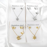 Butterfly Pendant Necklace Earrings Set 316L Stainless Steel