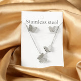Butterfly Pendant Necklace Earrings Set 316L Stainless Steel