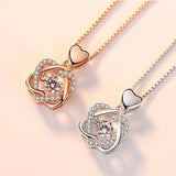 Heart Zircon Necklace With Rose Gift