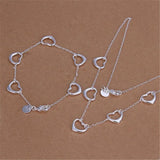 925 Silver Bead Necklace Bracelet Set S140