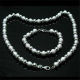 925 Silver Bead Necklace Bracelet Set S140