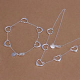 925 Silver Bead Necklace Bracelet Set S140