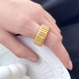 Stainless Steel Snake Chain Bangle Bracelet & Rings Set