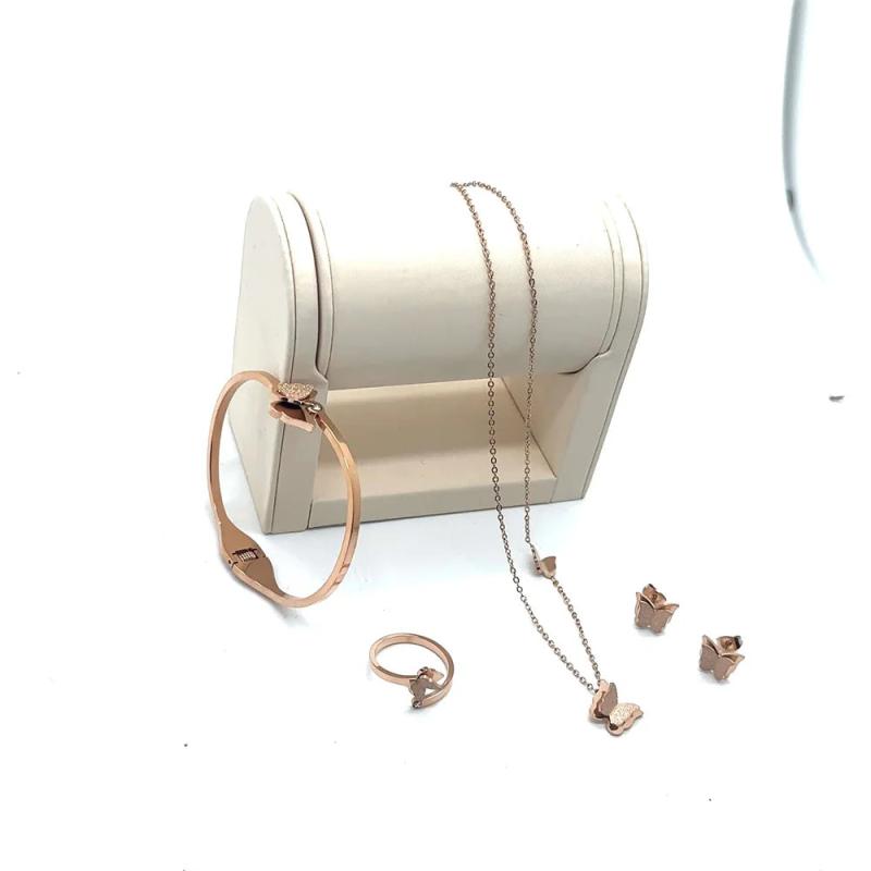 Butterfly Necklace Stainless Steel Charm Jewelry Set