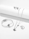 Butterfly Necklace Stainless Steel Charm Jewelry Set