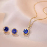 Royal Stone Pendant Necklace and Earrings Set for Women