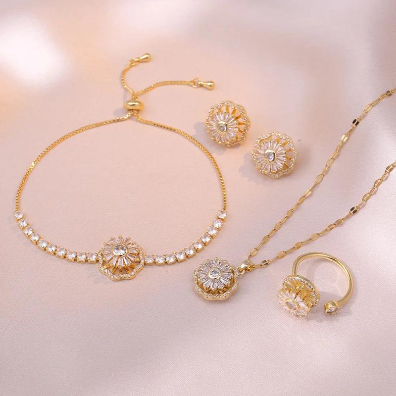 Zircon Flower Jewelry Set for Women