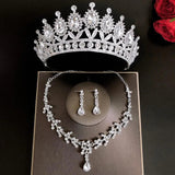 Crystal Wedding Bridal Tiara Crown Set with Earring & Necklace