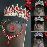 Crystal Wedding Bridal Tiara Crown Set with Earring & Necklace