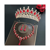 Crystal Wedding Bridal Tiara Crown Set with Earring & Necklace
