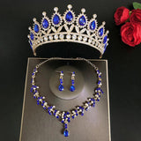 Crystal Wedding Bridal Tiara Crown Set with Earring & Necklace