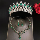 Crystal Wedding Bridal Tiara Crown Set with Earring & Necklace