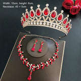 Crystal Wedding Bridal Tiara Crown Set with Earring & Necklace