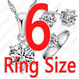 Silver Crystal Jewelry Set Necklace Ring Earring
