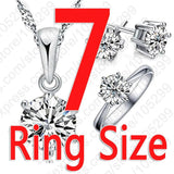 Silver Crystal Jewelry Set Necklace Ring Earring