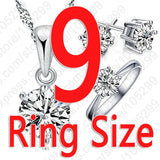 Silver Crystal Jewelry Set Necklace Ring Earring