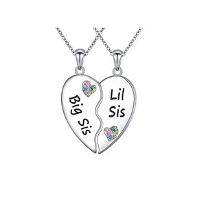 Big Little Sister Bestie BFF Necklace Set - 2 Matching Jewelry for Girls Women