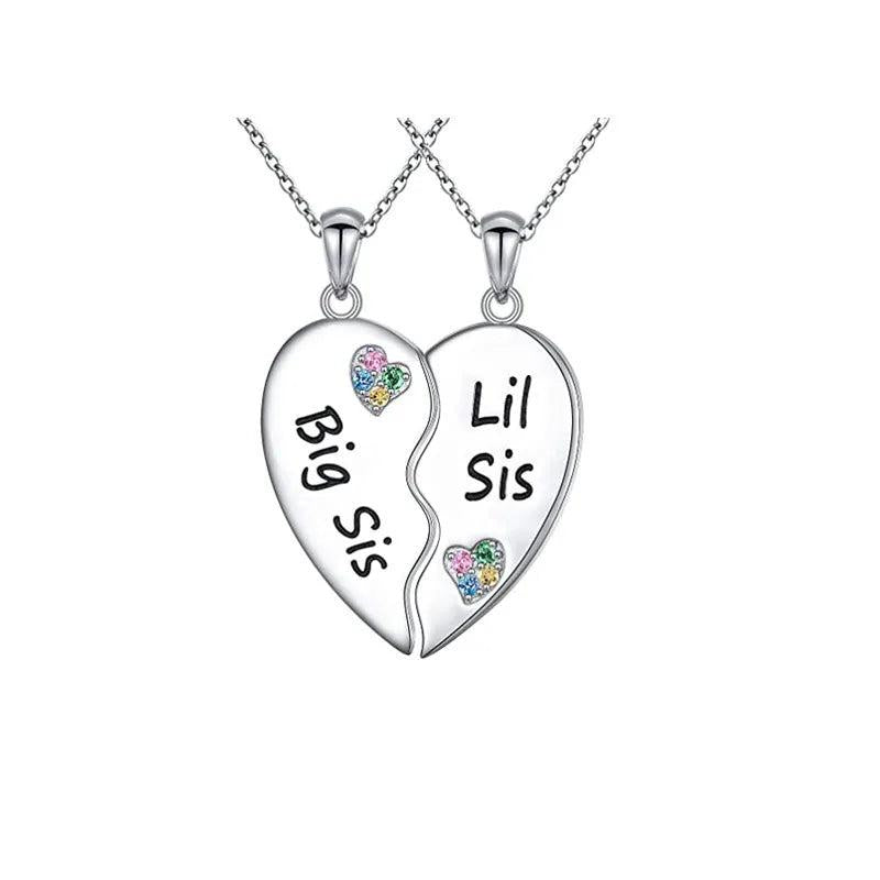 Big Little Sister Bestie BFF Necklace Set - 2 Matching Jewelry for Girls Women