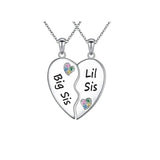 Big Little Sister Bestie BFF Necklace Set - 2 Matching Jewelry for Girls Women