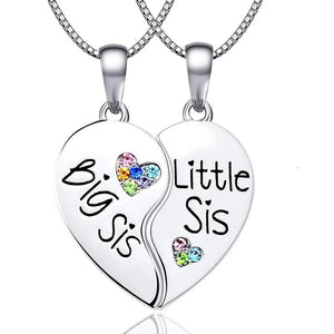 Big Little Sister Bestie BFF Necklace Set - 2 Matching Jewelry for Girls Women