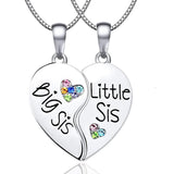 Big Little Sister Bestie BFF Necklace Set - 2 Matching Jewelry for Girls Women