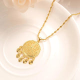 African Charm Pendant & Necklace Set with Stud Earrings