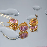 Stainless Steel Zircon Earring/Pendant Set Valentine Women 18K Plated