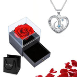 Heart Zircon Necklace with Roses Flower Box - Romantic Christmas Gift