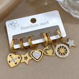 Heart Stars Hoop Earrings for Women Stainless Steel Jewelry Gift