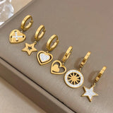Heart Stars Hoop Earrings for Women Stainless Steel Jewelry Gift