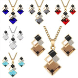 Geometric Pendant Necklace Earrings Set for Women Bridal Wedding Choker