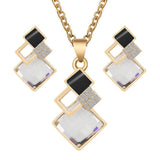 Geometric Pendant Necklace Earrings Set for Women Bridal Wedding Choker
