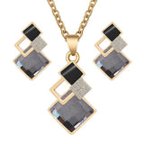 Geometric Pendant Necklace Earrings Set for Women Bridal Wedding Choker