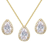 Teardrop CZ Crystal Necklace and Earrings Set