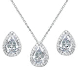 Teardrop CZ Crystal Necklace and Earrings Set