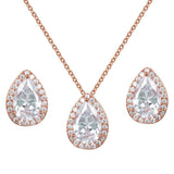 Teardrop CZ Crystal Necklace and Earrings Set