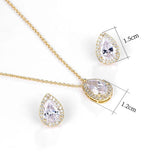 Teardrop CZ Crystal Necklace and Earrings Set