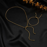 316L Stainless Steel Drawstring Necklace Bracelets Set Non-Fading Chains